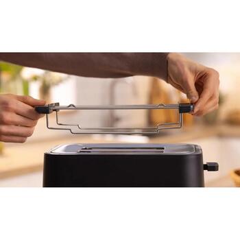 Bosch kompaktais tosteris TAT3M123, 950 W, 2 šķēles, plastmasa, melns, augsta pacelšana, automātiska izslēgšanās (TAT3M123)
