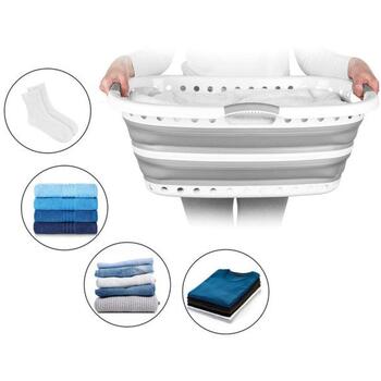 Beldray LA072979PGRYFEU7 Collapsible Hip Hugger Laundry Basket 37L, White/Grey (LA072979PGRYFEU7)