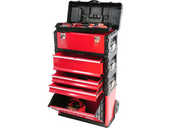 Yato Instrumentu kaste YT-09101, 520x320x720 mm, 3 moduļi, 4 atvilktnes, 2 riteņi, alumīnija rokturis, PP un tērauds, 20 kg, 5 kg (YT-09101)