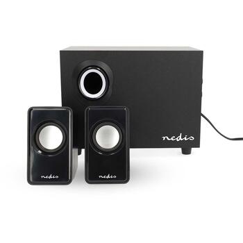 Nedis Комплект компьютерных колонок CSPR10021BK, 2.1, 33 Вт, 11 Вт RMS, 3.5 мм, USB, 5 В, 0.5 А, черный (CSPR10021BK)