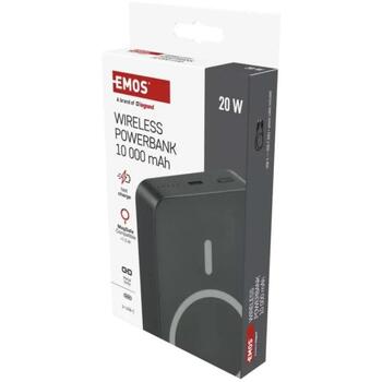Emos Беспроводной внешний аккумулятор WI 1046 B0551GY, 10 000 мАч, 20 Вт, серый, алюминий, 1× USB-C, PD 20 Вт, LED индикатор (B0551GY)