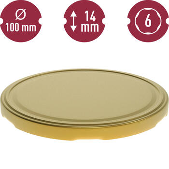 Browin Закручивающаяся крышка Ø100, 136803, 10 шт., 100мм, 6 крючков, золотой цвет, универсальный дизайн (136803)