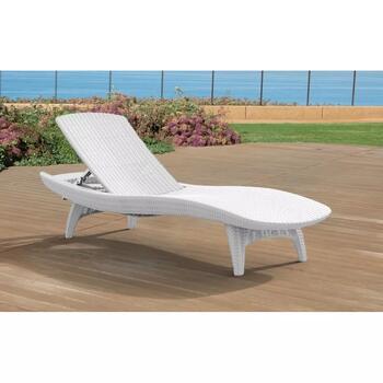 Keter Pacific sauļošanās krēsls 29195066450, balts, 197x75x40cm, regulējama atzveltne, UV izturīgs (29195066450)