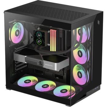 Gamemax Корпус NEX C56 BK, 7, ATX, 2xUSB 3.2 Gen 1, 1xUSB-C 3.2 Gen 2, 1x наушники, 4 внутренних отсека (NEX C56 BK)