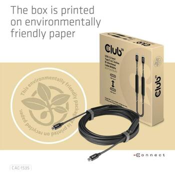 Club3D USB-C uz USB-C kabelis CAC-1535 5m, 8K60Hz, 10Gbps, 60W, aktīvs, divvirzienu (CAC-1535)
