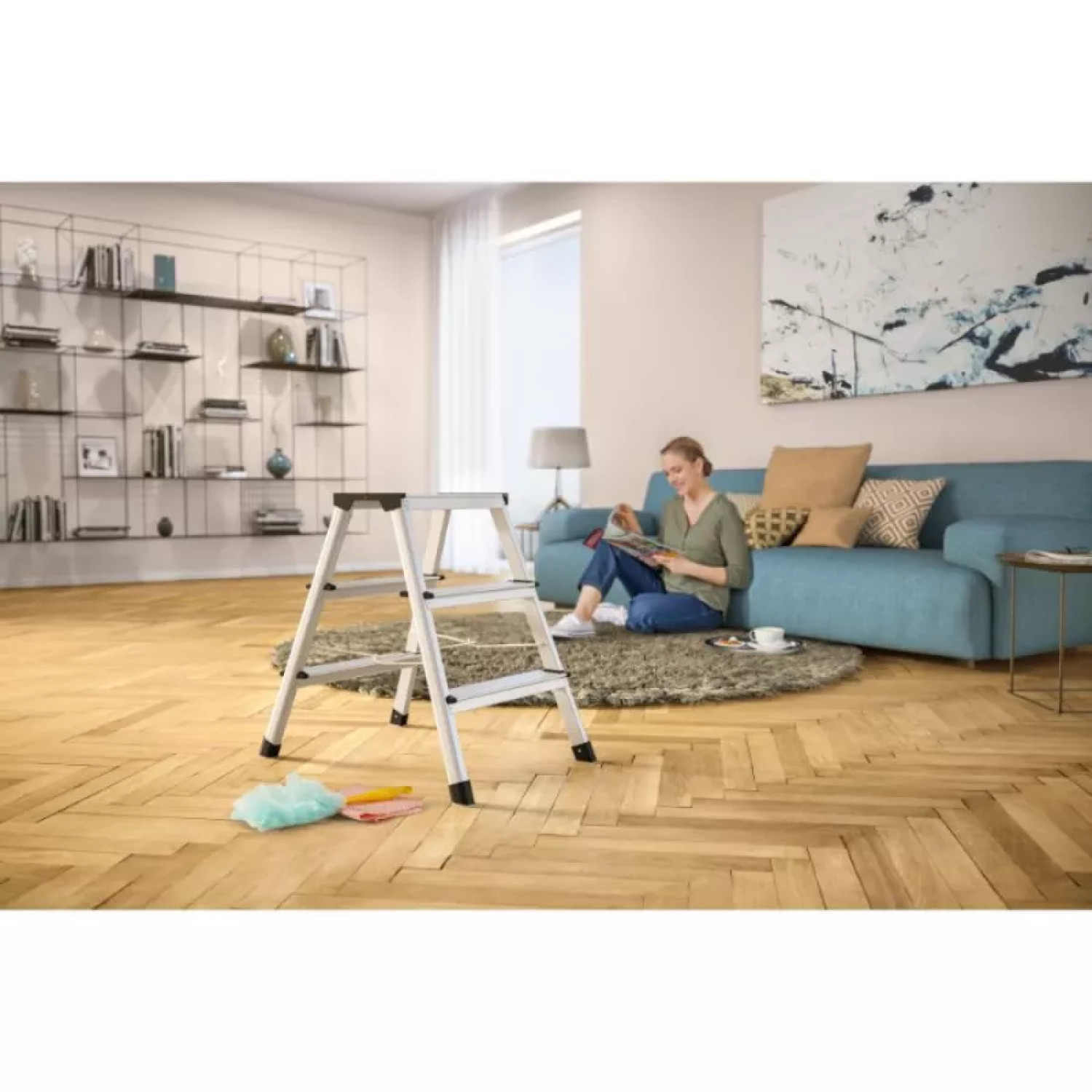 Hailo Pakāpienu soliņš D60 StandardLine 034443701, 2x3 pakāpieni, alumīnijs, 150kg, 260cm, salokāms (034443701)
