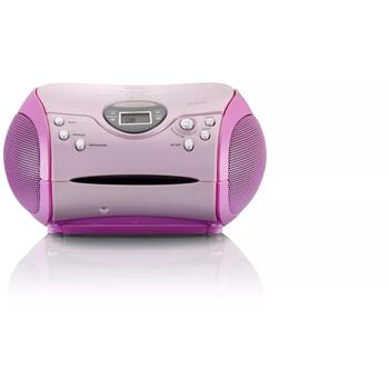 Lenco SCD-24 Pink CD-магнитола, FM-радио, 2x2W, 3.5mm, ЖК-дисплей, розовый, портативная (SCD-24 Pink)