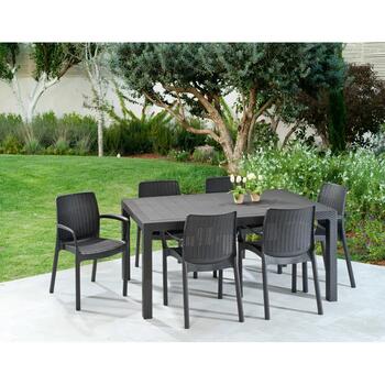 Keter Melody садовый стол 29190205587, 160.5x94.5x74.5cm, 15кг, стиль ротанг, на 6 персон (29190205587)