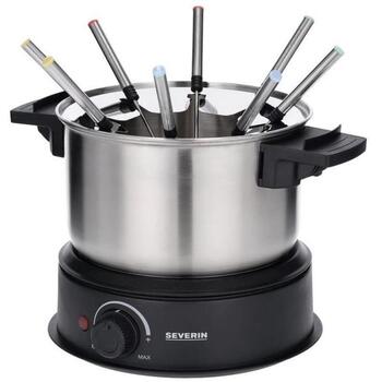 Severin Фондю 2470, 1500 W, 1.4 л, 2.2 кг, Нержавеющая сталь, Пластик, 11 единиц в упаковке (2470)