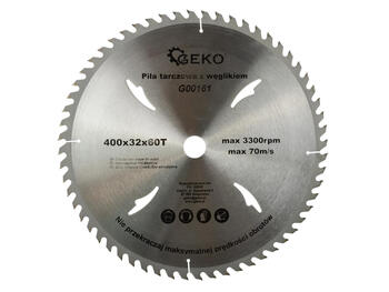 Geko G00161 ripzāģa asmens, 400 mm, 32 mm, 60 zobi, 3300 apgr/min, karbīda galiem (G00161)