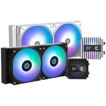 Zalman šķidruma CPU dzesētājs ALPHA2 V2 A24 WHITE, 240mm, 2 ventilatori, 800-2000rpm, 29.7dB, RGB, LCD displejs, balts (ALPHA2 V2 A24 WHITE)
