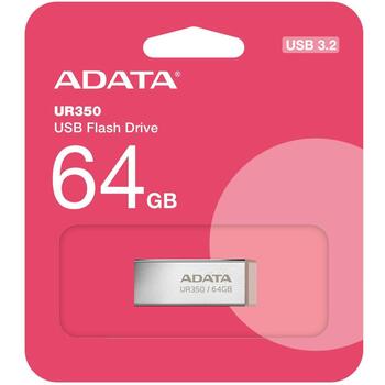 Adata USB флеш-накопитель UR350-64G-RSR/BG, 64 ГБ, USB 3.2 Gen 1, Скорость чтения 100 МБ/с, Водонепроницаемый, Пылезащищенный (UR350-64G-RSR/BG)