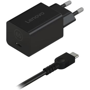 Lenovo strāvas adapteris GaN Nano 65W G0A6GN65EU, 65W, 100-240V, USB-C, GaN tehnoloģija, 1x USB-C kabelis 1.8m (G0A6GN65EU)