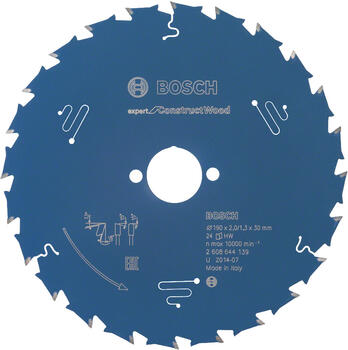 Ripzāģa disks ExpertConst 190 x 30 x 2,0 mm, 24, Rokas ripzāģiem RIPZĀĢA ASMENS EXPERT FOR CONSTRUCT WOOD, 2608644139, BOSCH (2608644139)
