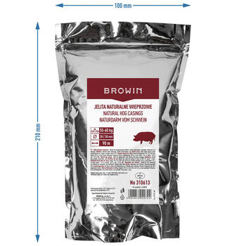 Browin Натуральные свиные кишки 310613, 28/30мм, 90м, оболочки для колбас, для копчения, сушки (310613)