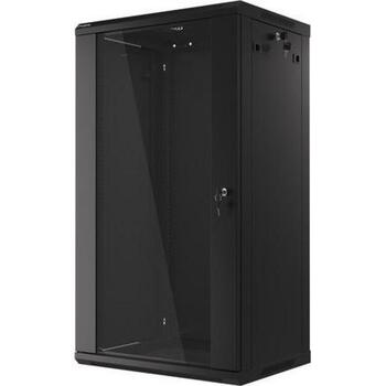 Lanberg настенный шкаф WF01-6422-10B, 600x450mm, 22U, 60kg, IP20, стеклянные двери, 4 вертикальные направляющие (WF01-6422-10B)
