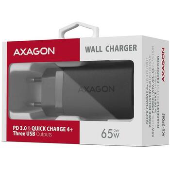 Axagon настенный зарядное устройство ACU-DPQ65 65W, 3x выход (USB-A + два USB-C), PD3.0/QC4+/PPS/Apple (ACU-DPQ65)