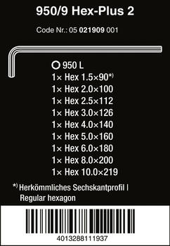 Seškanšu atslēgu komplekts 950/9 Hex-Plus (9gab.) 05021909001 WERA (05021909001)