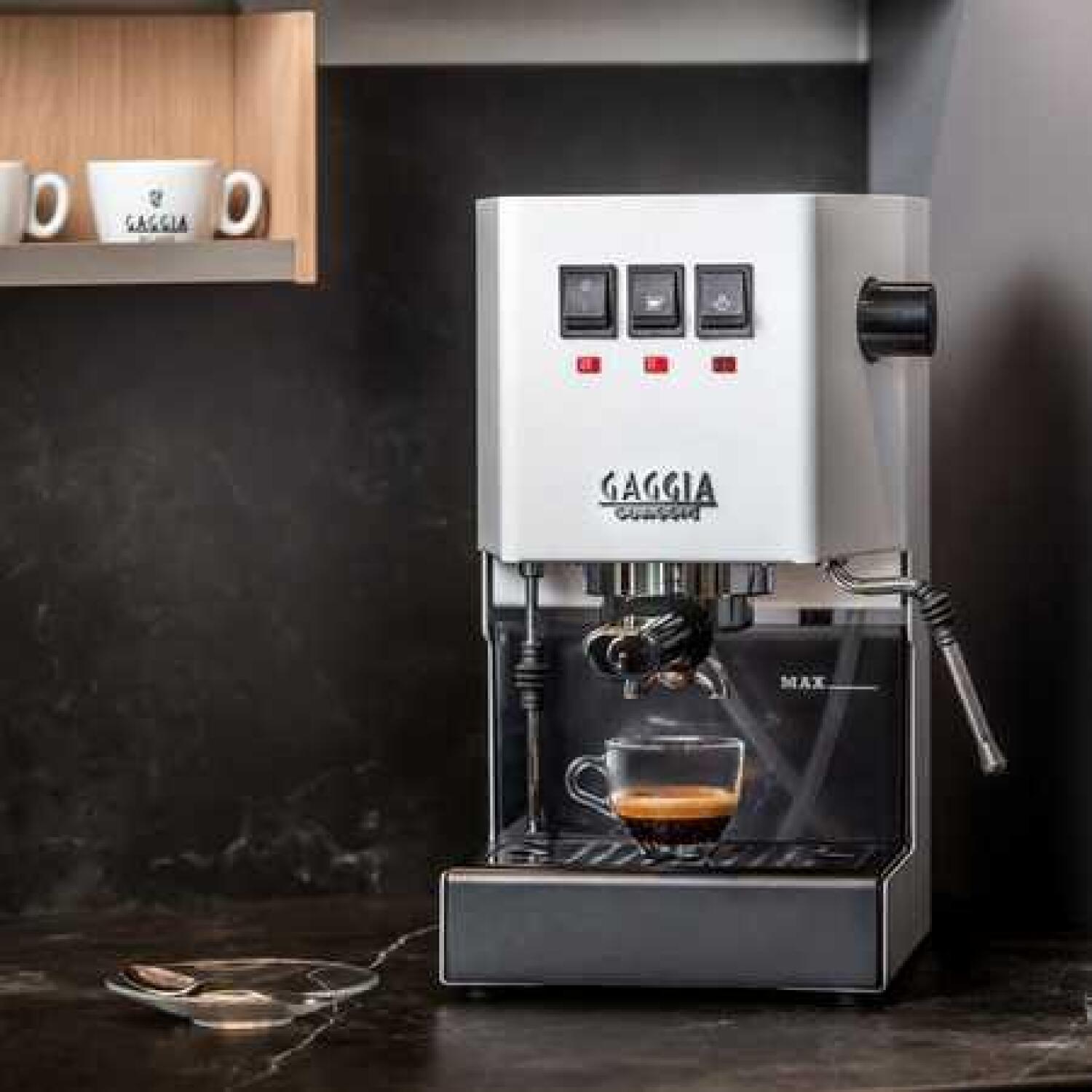 Gaggia Кофемашина RI9481/13 Classic E24, 15 бар, 2.1 л, полуавтоматическая, встроенный капучинатор, polar white (RI9481/13)