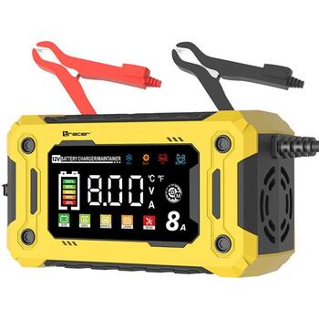 Tracer Зарядное устройство TRABAT47777, 12V, 8A, LED/LCD, 220-240V, 9 режимов зарядки, автоматическая зарядка (TRABAT47777)