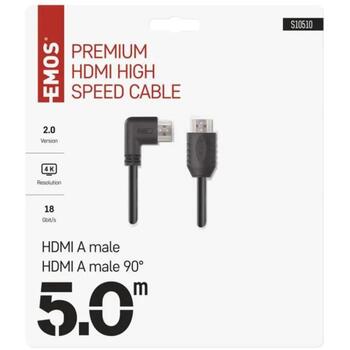 Emos Ātrgaitas HDMI kabelis S10510, 5 m, 18 Gbit/s, 4K, Ethernet, ARC, 3D atbalsts (S10510)