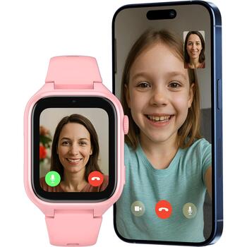 Stelio ST-SWJ101-PK Junior 4G умные часы для детей, розовые, 1.75'' IPS, IP67, GPS, Wi-Fi, Bluetooth, SOS, шагомер (ST-SWJ101-PK)