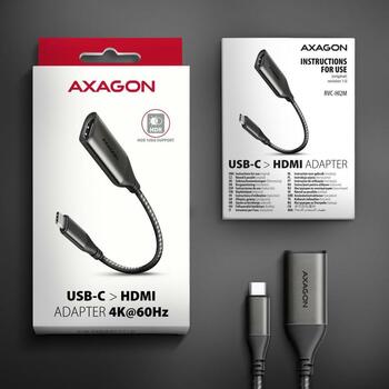 Axagon Видео Кабельный Адаптер RVC-HI2M 0.25m USB Type-C на HDMI 2.1a 4K/60Hz HDR10, 23g, 65x22x10mm (RVC-HI2M)
