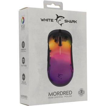 White Shark MORDRED-B GM-5017, 7 pogu vadu spēļu pele, 12800 DPI, 1000 Hz, USB 2.0, RGB, 1.8 m (MORDRED-B)