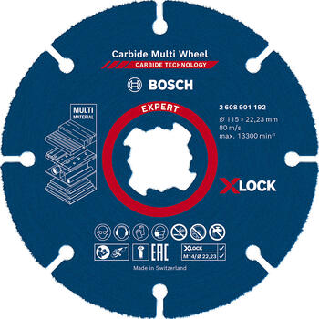 X-LOCK Carbide MultiWheel 115 x 1 mm, Mazām leņķa slīpmašīnām EXPERT CARBIDE MULTI WHEEL GRIEZĒJDISKS, 2608901192 BOSCH (2608901192)