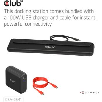 Club3D dokstacija CSV-2541 12-in-1, 2x HDMI, 1x DisplayPort, 3x USB Type-A, 1x USB Type-C, RJ45, karšu lasītājs, 3.5mm audio, 100W (CSV-2541)