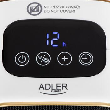 Adler keramiskais ventilatora sildītājs AD 7762, 1000W, 2 līmeņi, 1-12h taimeris, LED vadības panelis, 15-45°C, balts (AD 7762)