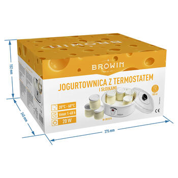 Browin Йогуртница 801015, 7 банок, 1.3 L, 20 W, 1-48 ч, 20-60 °C, сетевой шнур (801015)
