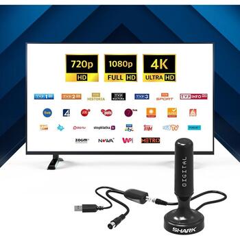 Shark Aktīvā TV antena SHA301CAR, 5m, 5V DC, 25–35 dBi, UHF 470–862 MHz, LTE filtrs, korozijizturīga (SHA301CAR)