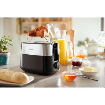 Philips Tosteris HD2516/90, 830 W, 2 atveres, plastmasas korpuss, melns (HD2516/90)