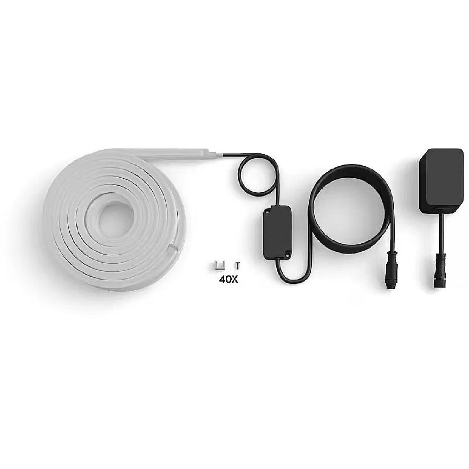 Philips Hue Neon умная светодиодная лента, 8721103088857, 10м, 30Вт, 1100лм, IP67, Bluetooth, Zigbee, силикон, белая, для улицы (8721103088857)