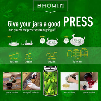 Browin Presēšanas elements 139056, Ø100 mm, 60°C, plastmasa, pārtikai, sietiņš (139056)