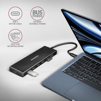 Axagon USB centrmezgls HUE-F7C USB 3.2 7 porti, 30 cm kabelis, alumīnija korpuss, Hot Plug, Plug and Play (HUE-F7C)