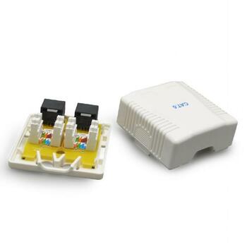 Gembird Сетевой 2-портовый настенный короб NCAC-2U6-01, белый, 60 x 60 x 30 мм (NCAC-2U6-01)