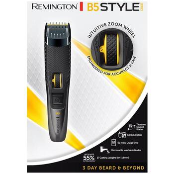 Remington Style Series B5 MB5000 триммер для бороды, черный/желтый, 17 длин 0,4–18 мм, титановые лезвия, беспроводной, 60 мин (MB5000)
