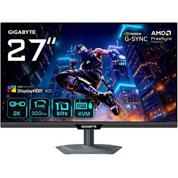 Gigabyte M27Q3 LCD монитор, 2560 x 1440, 300Hz, 1ms, 400 cd/m², FreeSync Premium, DisplayHDR 400, HDMI 2.1, DisplayPort 1.2 (M27Q3 EK)