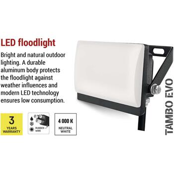 Emos LED прожектор TAMBO EVO ZS2514, 10 W, 1000 lm, IP65, черный, 4000 K, 110°, алюминий, пластик (ZS2514)