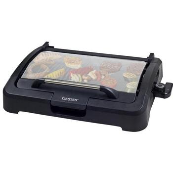 Beper Электрический гриль 90.871, 2200 W, 39x29 см, съемная стеклянная крышка, механическое управление (90.871)