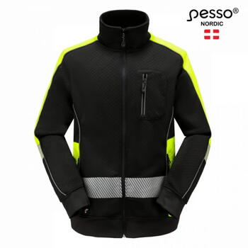 Pesso Hi-vis jaka FL06_B-3XL, 3XL, melna/dzeltena, 100% poliesters, 155g/m², atstarotāji, rāvējslēdzējs (FL06_B-3XL)
