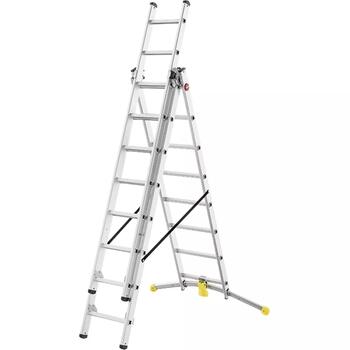 Hailo HobbyLOT 031420507, kombinējamās alumīnija kāpnes, 2x8+1x9 pakāpieni, 150 kg, LOT sistēma (031420507)