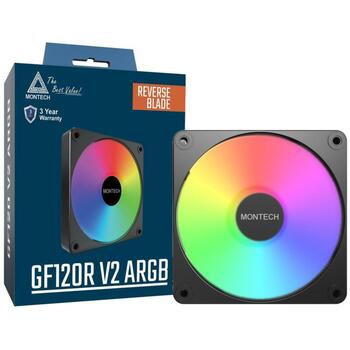 Montech Datora korpuss ventilators GF120R V2 ARGB PWM (B), 120mm, 1600RPM, 70.8CFM, HDB, RGB kontrolieris iekļauts (GF120R V2 ARGB PWM (B))