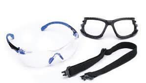 3M Solus 1000 aizsargbrilles S1101SGK, zilas/melnas, caurspīdīgas lēcas, Scotchgard, noņemamas kājiņas (S1101SGK)