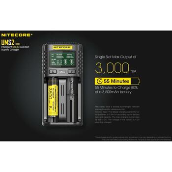 Nitecore Зарядное устройство UMS2 2-слота, 4000mA, 3000mA, ЖК-дисплей, восстановление IMR аккумуляторов (UMS2)