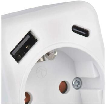Emos Адаптер P0075, 1×, 1×USB-A 5V/2,4A/12W, 1×USB-C 5V/3A/15W, 3680W, IP20, защита от детей (P0075)