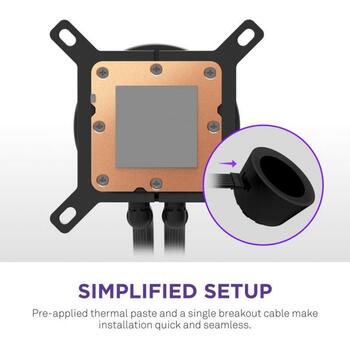 Nzxt viedā kontakligzda RL-KN360-B2, All-in-one šķidrais dzesētājs, 120mm, 3 ventilatori, 73.47cfm, 30dB, FDB, TFT displejs (RL-KN360-B2)