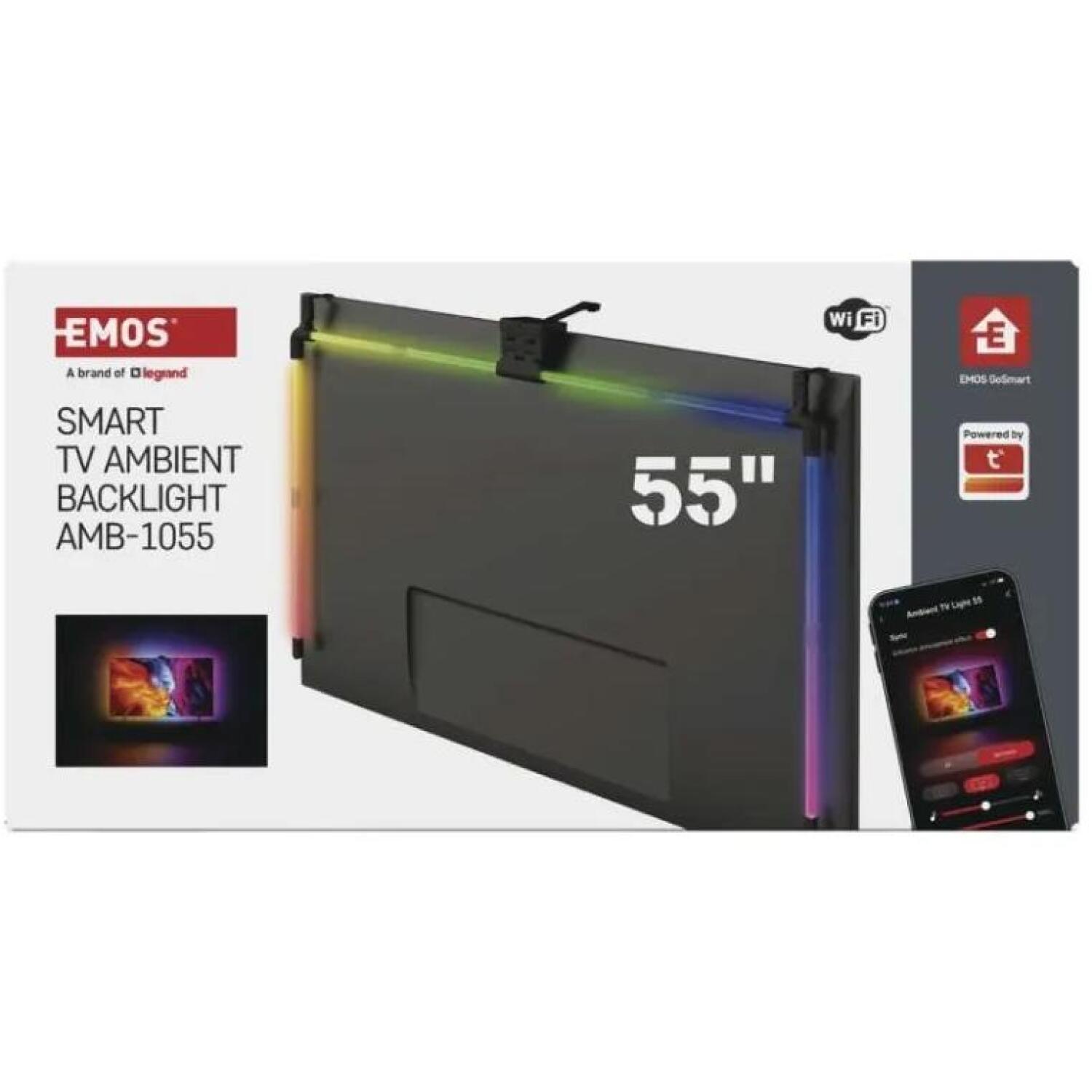 Emos Окружающее LED Освещение ZTV55, 1170mm, 570mm, 24W, WIFI + BLE, RGB, 450lm, 72 сегмента, 230V/50Hz, iOS, Android (ZTV55)